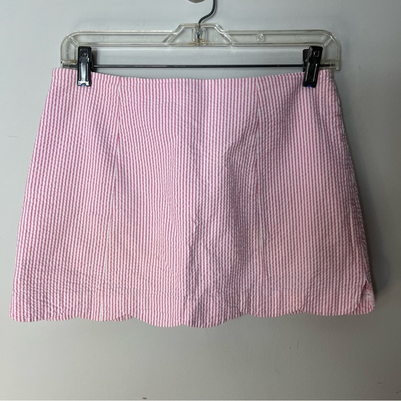 Lilly Pulitzer Seersucker Skirt Scalloped Edge Pink Skort 771 - Picture 7 of 7